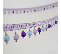 dvnFWKc Curtain Fringes Trim, 12 Yards Hanging Ball Tassel Fringe Trim Tablecloth Lampshades Decor Beaded Trim Lace for Curtains Sewing Accessory(Purple+Blue)