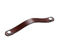 dvnFWKc Leather Cabinet Pulls, 4Pcs Brown Top Layer Cowhide Copper Head Drawer Leather Handle Furniture Handles