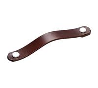 dvnFWKc Leather Cabinet Pulls, 4Pcs Brown Top Layer Cowhide Copper Head Drawer Leather Handle Furniture Handles
