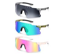 Dvobez 3-Pack Polarized Sports Sunglasses - Frameless for Unobstructed Wide View - UV400, Non-Slip Fit for Cycling, Driving, Translucent Gray White / Translucent Green Green / Pink Pink, Standard Size