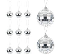 DVOFU 12 Pieces 4cm Mirror Disco Ball with Rope Reflective Hanging Mirror Home Party Tree Bauble Hanging Ball for Garden Outdoor 50's 60's 70's Disco Party Decoration