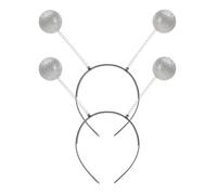 DVOFU 2Pieces Alien Headband Sparkle Alien Headband Boppers Balls Coloured Headwear Parties Fancy Dress Kids Party Favors for Space Theme Party Costume (Silver)