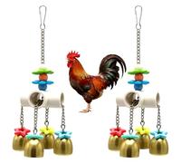 DVOFU 2Pieces Chicken Enrichment Toys with Colourful Decorations & Bells Wind Chimes Art Hanging Decoration Chicken Toys Coop Accessories for Chick Hens Roosters Parrots