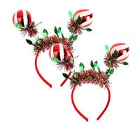DVOFU 2Pieces Christmas Head Boppers Bauble Headband Candy Cane Sequin Festive Stripe Hair Hoop Adults Christmas Holiday Hair Accessories for Women