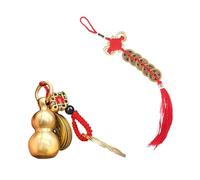 DVOFU 2Pieces Feng Shui Chinese Coins Set Red String Chinese Knot with Coins Lucky Charms and Gourd Car Keychain Good Fortune Home Car Decor for Friends Families Lovers