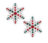 DVOFU 2Pieces Snowflake Brooch Red Green Crystal Brooch Winter Christmas Costume Jewelry for Women Christmas Decorations