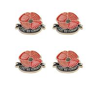 DVOFU 4Pieces Red Flower Brooch Let Us Not Forget The Veterans Day Memorial Day Brooch Black Soldier Veterans Day Gift for Men Women