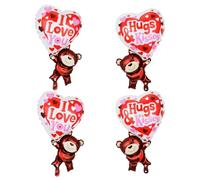 DVOFU 4Pieces Valentine's Day Love You Bears Foil Balloon Heart Shape Foil Balloons Valentines Decorations Balloon for Wedding Anniversary Party