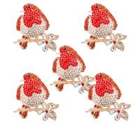 DVOFU 5Pieces Robin Brooch Rhinestone Enamel Red Robin Broach Gift Plated Flower Decorative Dress Jewelry for Women Christmas Pin Party Accessory