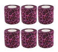 DVOFU 6 Rolls Self Adhesive Cohesive Bandages Pet Rose Red Leopard Print Pattern Elastic Bandage Non-Woven Sports Stretch Tape for Wrist Ankle Sprains （ 5cm*4.5m）