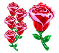 DVOFU 6Pieces Red Rose Foil Balloons Giant Rose Balloons Surprise Prop Flower Shaped Valentine's Party Bedroom Decorations for Special Night Mother Day Wedding Birthday