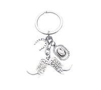 DVOFU Cowboy Western Keyring Cowboy Hat and Boots Horseshoe Keyring Tibetan Style Antique Silver Key Ring for Horse Lovers Novelty Keychain Gift