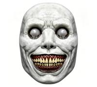 DVOFU Realistic White Demon Smile Mask Halloween Terrifying Smiling Terror Evil Face Mask Creepy Horror Evil Face for Karneval Halloween Cosplay Party Costume