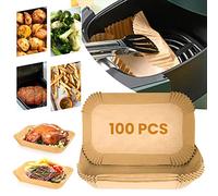 DVOLP Air Fryer Liners Parchment Disposable Paper Liners 100 Pcs Oil-Proof, Water-Proof Air Fryer Accessories Compatible with AF300UK AF400UK,Tower, COSORI, Salter and Other Dual Zone Air Fryers
