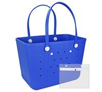 Dvopfa Beach Bag,Rubber Tote Bag ,Washable Tote for Boat Pool Sports Gym, Jewel Blue, Outdoor Beach Sports Leisure