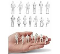 DVSWDMA 40 Pcs Tiny People Figures Miniature 1:50 Scale Unpainted | For Railway Diorama Crafts, Standing Sitting Poses, Small White Figurines for Architectural Model Trains Scenes