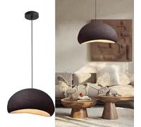 Dvtcdted Dark Red Wabi Sabi Pendant Lights, Japandi Large Pendant Light for Kitchen Island, Dining Room, and Bedrooms, Modern Dome Hanging Lamp (19.7")