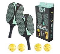 DW Cyclone Pickleball Paddle Set of 2 - Lightweight Graphite Frame, Carbon Fiber Surface, Polypropylene Honeycomb Core - Includes Indoor & Outdoor Balls - Pickleball Set with Bag