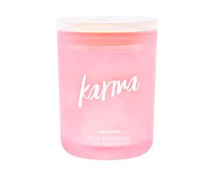 DW Home Zen Spa Series Richly Scented Candle Karma - Rose + Hibiscus in Large Pink Frosted Jar with Lid, 15 Oz.