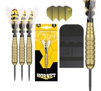 DW Hornet Brass Metal Tip Darts, 18G | Steel Tip Dart Set with Spare Flights and Storage Case Wallet, Fun Darts Gift Set, Torpedo Dart Barrels, Professional Darts Accessories