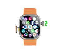 DW100 Smartwatch 4G/5G LTE Android 10.0 180° Rotary camera 64GB ROM WiFi GPS SIM card 2.29 Inch Amoled Play Store Smart Watch (Silver Orange,4GB 64GB)