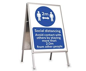 DWA A1 A-Board Pavement Sign Double Sided Poster Holder Outdoors Snap Frame A1 + Social Distancing Posters Included