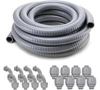 DWALE Liquid-Tight Conduit and Connector Kit,Flexible Non Metallic Liquid Tight Electrical Conduit,3/4inch 25ft Electrical Conduit Kit,with 5 Straight and 3 Angle Fittings Included,3/4 in. Dia
