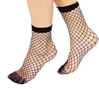 Dwang 2 Pairs Women Fishnet Socks Fashion Black Mesh Ankle Short Sock, Free-Size