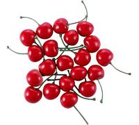 Dwang 20 Pcs Red Artificial Cherries, Simulation Cherry Model Fake Fruit Decor Lifelike Fruit Cherry Ornament, Artificial Fruits for Home Kitchen Party Decoration Desk Ornament Photography Prop