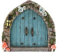 Dwang Blue Fairy Door and Windows for Trees, Fairy Tree- Glow in The Dark Yard Art Sculpture Decoration for Kids Room, Wall Trees Outdoor, Garden Sculptures, Miniature Fairys Garden Decor Accessories