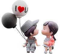 Dwang Grey Cute Resin Cartoon Couple Car Decoration Dashboard Car Interior Ornament, Interior Figure Mini Figure Statue Kiss Couple Doll Ornaments Home Office Desktop Ornaments