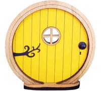 Dwang Yellow Fairy Garden Door for Tree, Fairy Doors for Trees Outdoor and Tree Trunk, Mini Sculpture Lawn Ornament Decor, Fairytales Door Decoration, Garden Miniatures, Decorations