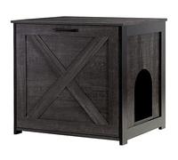 Dwanton Cat Litter Box Furniture Hidden, Cat Litter Box Enclosure, Reversible Entrance Can Be on Left or Right Side, Indoor Cabinet, Wooden Washroom, End Table, Nightstand, Dark Gray, 23.6" L