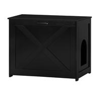 Dwanton Cat Litter Box Furniture Hidden, Cat Litter Box Enclosure, Reversible Entrance Can Be on Left or Right Side, Indoor Cabinet, Wooden Washroom, End Table, Nightstand, Black, 27.6" L