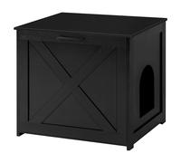 Dwanton Cat Litter Box Furniture Hidden, Cat Litter Box Enclosure, Reversible Entrance Can Be on Left or Right Side, Indoor Cabinet, Wooden Washroom, End Table, Nightstand, Black, 23.6" L