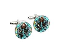 Dwarf Cufflinks for Men - Fantasy RPG Gamer Gift • Colourful Street Art Design • Geek Gift for Fans of Wizards, Warriors & Dragons