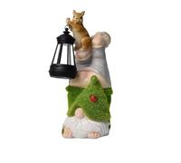 Dwarf Garden Decorations | Gnome Squirrel Solar Lantern Holder Outdoor Decor - Resin Sculptures Funny Figurines Decorations for Lawn Patio Flower Bed And Outdoor