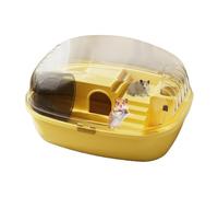 Dwarf Hamster Cage - Gray/Yellow PP, Small Pet Enclosure, Interactive Transparent House | Great For Gerbil Active Need, Mice