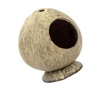 Dwarf Hamster Coconuts House Bedding Cage Accessory with Ventilation Holes Hamster Hideouts House Toy Natural Coconut Hideaway Winter Shelter for Dwarf Hamsters with Base Ventilation Design Cage Small