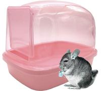 Dwarf Hamster Dry Bathroom, Chinchilla Sauna Toilet Plastic Sand Bath House Ideal for Gerbils, Hedgehog, Squirrel and Other Small Animals (Pink)
