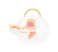 Dwarf Hamster Travel Carrier,Portable Hamsterl Cage with Silent Exercise Wheels Water Bottle Food Dish 2 Tiers Small Animal Breathable Carry Case for Mice Sugar Glider (Orange)