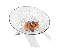 Dwarf Hamster Wheel, Silent Exercise Running Spinner, 7.09 x 4.33 Inches Clear Flying Saucer Design, Small Animal Cage Accessory for Hamsters Mice Hedgehogs Gerbils, White Pink