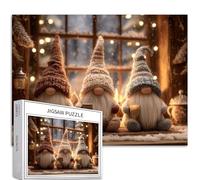 Dwarf in Front of The Window 1000 Piece Jigsaw Puzzles for Adults Christmas Decoration Art Jigsaw Puzzle Challenging Family Activity Games Colorful DIY Craft Puzzle for Home Decor Gifts 27×20 Inches