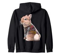Dwarf Rabbit with Traditional Japanese Dragon Tattoo Irezumi Zip Hoodie