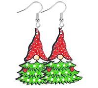 Dwarfs Dot Christmas Leather Drop Dangle Earrings for Women Jewelry Gift Gnome Earrings Leopard Colorful Santa Claus Tree Xmas Party Holiday New Year Cutie Merry Christmas, Leather Metal, leather