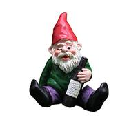 Dwarfs Statue, Mini Fairy Garden Decorations, Drunken Gnome Desk Statues with Interesting Design, Ideal for Indoor, Outdoor Gardens & Doll Houses (green #44)