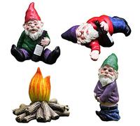 Dwarfs Statue, Mini Fairy Garden Decorations, Drunken Gnome Desk Statues with Interesting Design, Ideal for Indoor, Outdoor Gardens & Doll Houses (green #42)