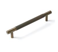 Dwarome 3 Pack | Solid Brass | Cabinet Pulls | 5 Inch Hole Center | Brushed Antique Brass | Knurled Texture Cabinet Handles for Kitchen, Bathroom, Closet