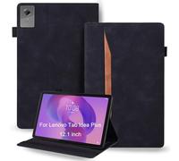 DWaybox Retro Case for Lenovo Idea Tab Plus 12.1 inch 2025 Released - PU Leather & TPU Hybrid Shockproof Protective Cover with Anti-Slip Grip Strap, Card Slots & Kickstand -Black