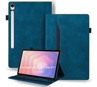 DWaybox Retro Shockproof Case for Samsung Galaxy Tab S11 (SM-X730/SM-X736B) 11.0" - PU Leather & TPU Hybrid Protective Cover with Anti-Slip Grip Strap, Card Slots & Kickstand -Peacock Blue